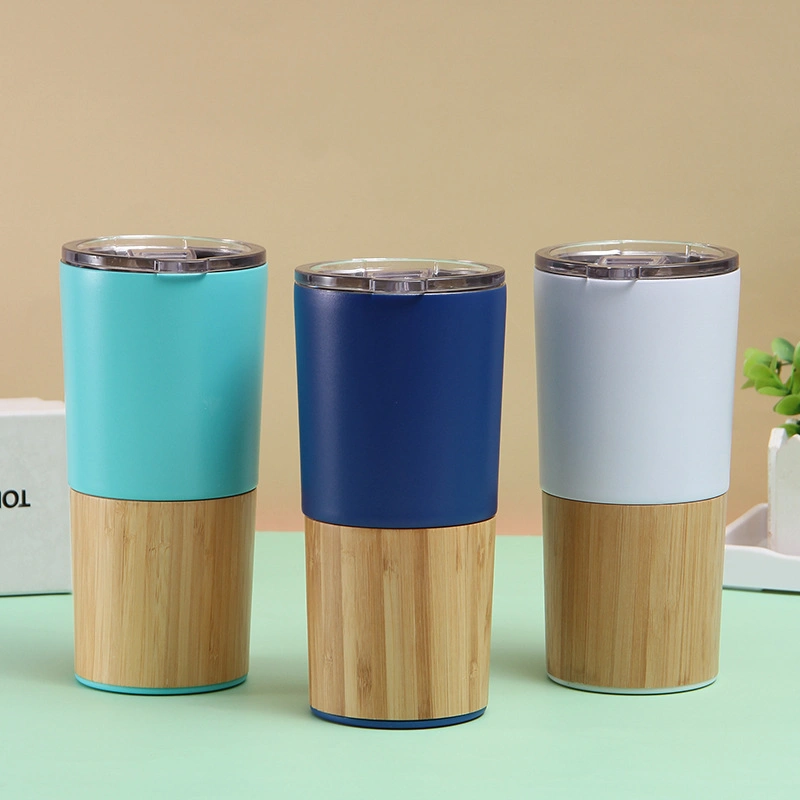 20 Oz New-Design Wholesale Stainless Steel Thermo Travel Tumbler with Bamboo Shell Portable Double Wall Insulated Coffee Mug
