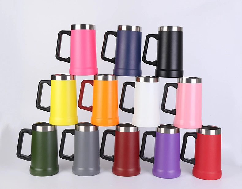 24oz Hot Selling Stainless Steel Drinking Beer Cup Insulated Double Wall Wine Tumbler Coffee Mug with Handle