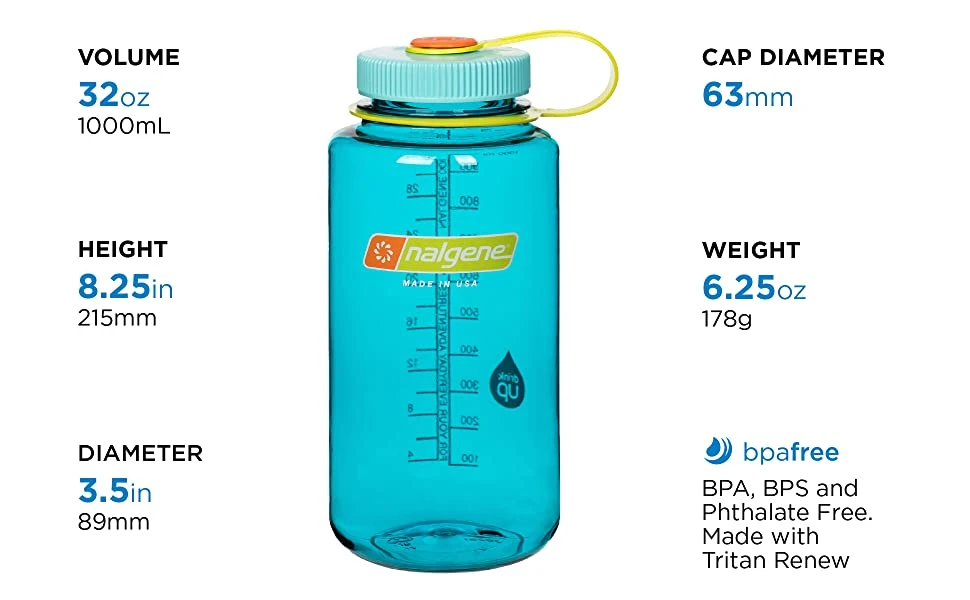 32oz Custom Logo BPA Free Tritan Water Bottle Wide Mouth Lid 1000ml Plastic Bottles with Handle