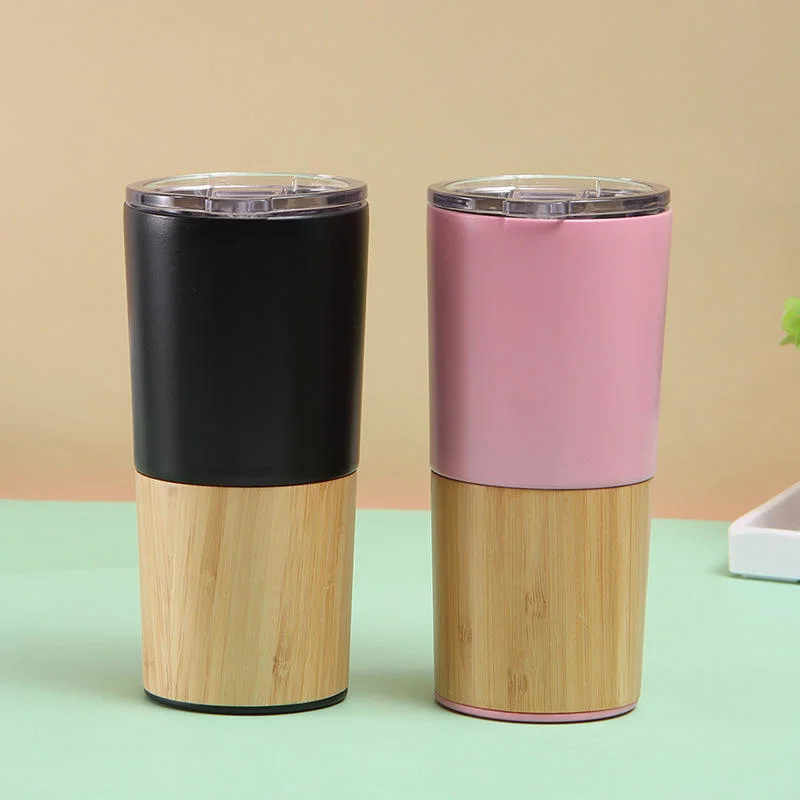 20 Oz New-Design Wholesale Stainless Steel Thermo Travel Tumbler with Bamboo Shell Portable Double Wall Insulated Coffee Mug