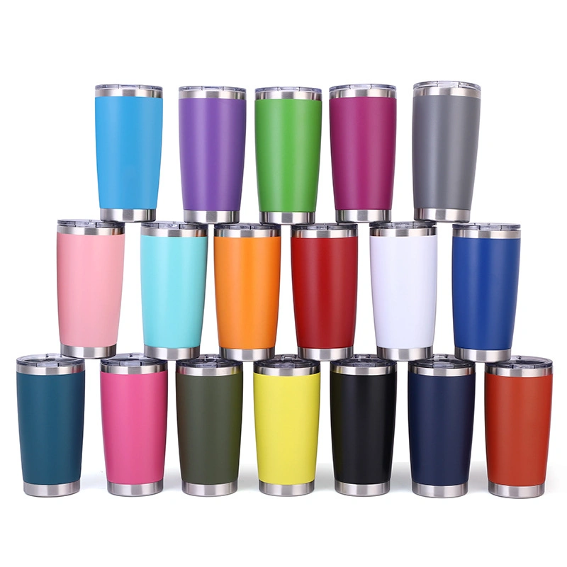 Tumbler Blank Stainless Steel 20 Oz Powder Coated Metal Double Wall Tumblers Vendors Wholesale Bulk Blank 600ml Cups with Straw