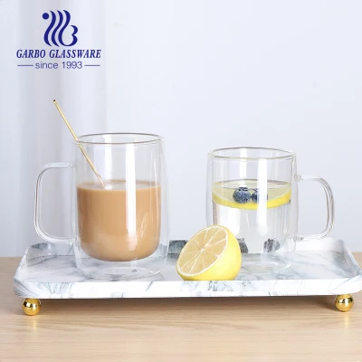Tazza da caffè in vetro a doppia parete resistente al calore in vetro borosilicato