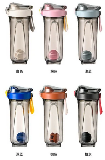 Bottiglia di shaker per proteine ​​in plastica senza BPA da 500 ml 650 ml Bottiglia di shaker per palestra Logo personalizzato Bottiglia di acqua sportiva Protien Shaker